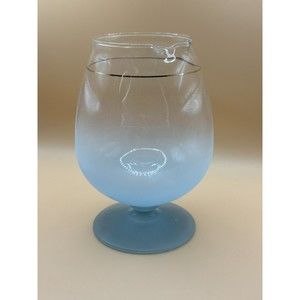 Vintage Blendo Blue Frosted Brandy Snifter/Pitcher With Gold Trim